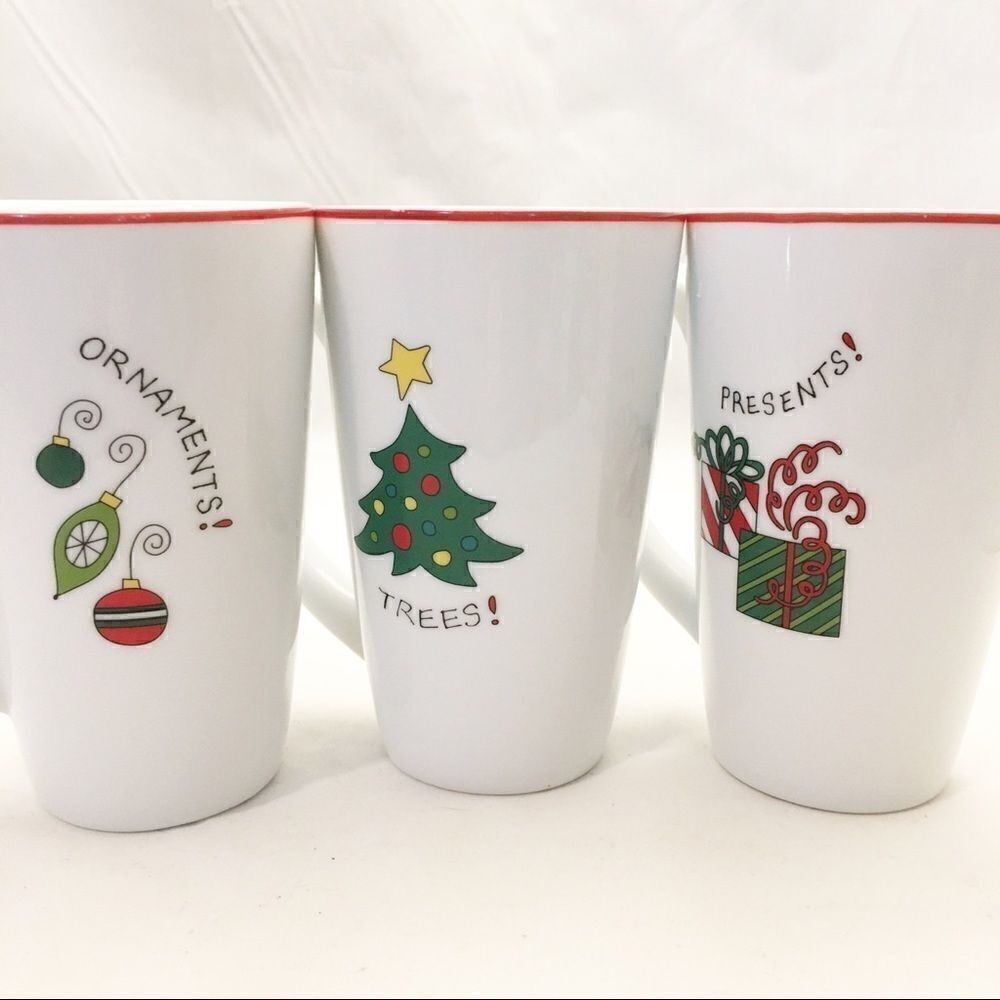 Fitz & Floyd Merry Xmas Porcelain 3 Holiday Mugs - Picture 8 of 9